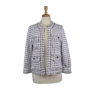 Nanette Lepore, Houndstooth, Tweed, Jacket, Small, Purple/White Coquette